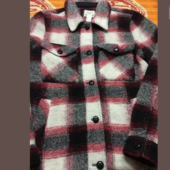 Forever 21 Wool Plaid Jacket Coat Sz Medium - Picture 3 of 8